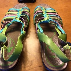Multicolored Dansko wedge sandals,